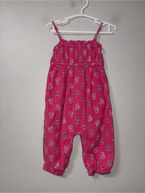 Old Navy Hot Pink Floral Sleeveless Jumper Romper Girls 6-12M